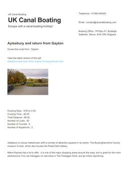 Aylesbury and Return from Gayton | UK Canal Boating