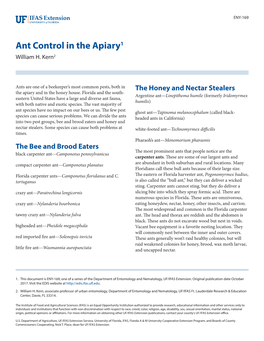 Ant Control in the Apiary1 William H