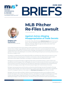MLB Pitcher Re-Files Lawsuit