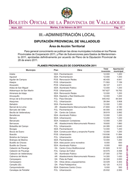 Boletín Oficial De La Provincia De Valladolid Núm