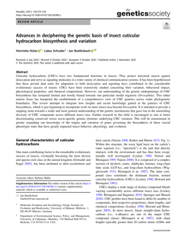 Advances in Deciphering the Genetic Basis of Insect Cuticular Hydrocarbon Biosynthesis and Variation