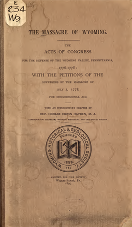 The Massacre of Wyoming. the Acts of Congress for the Defense of The