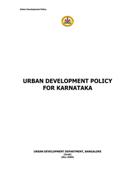 Urban Development Policy for Karnataka