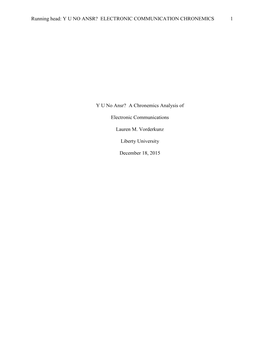 YU No Ansr? a Chronemics Analysis of Electronic Communications