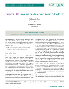 Proposal 10: Creating an American Value-Added Tax