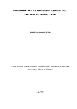 Finite Element Analysis and Design of Suspended Steel- Fibre Reinforced Concrete Slabs