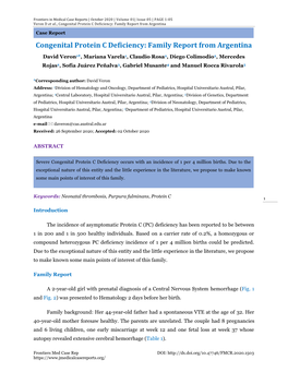 Congenital Protein C Deficiency: Family Report from Argentina