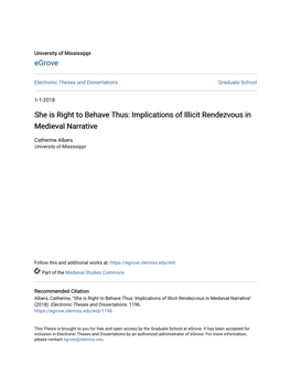 Implications of Illicit Rendezvous in Medieval Narrative