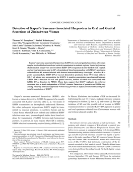 Detection of Kaposi's Sarcoma–Associated Herpesvirus in Oral