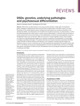 Genetics, Underlying Pathologies and Psychosexual Differentiation Valerie A
