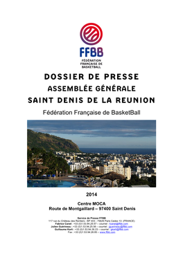 DOSSIER DE PRESSE ASSEMBLÉE GÉNÉRALE SAINT DENIS DE LA REUNION Fédération Française De Basketball