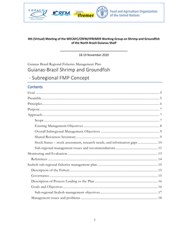 Guianas Brazil Shrimp and Groundfish Subregional FMP Concept