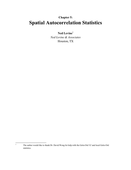 Chapter 5: Spatial Autocorrelation Statistics