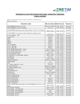 Program De Colectare Deşeuri Reciclabile Municipiul Timişoara Pubela Galbenă