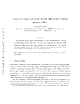 Replicator Equation on Networks with Degree Regular Communities Arxiv