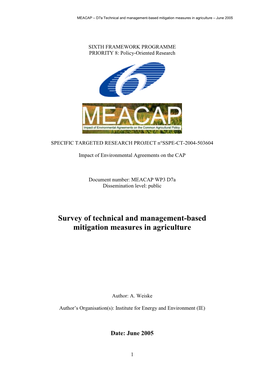 MEACAP: Survey of Technical and Management-Based Mitigation