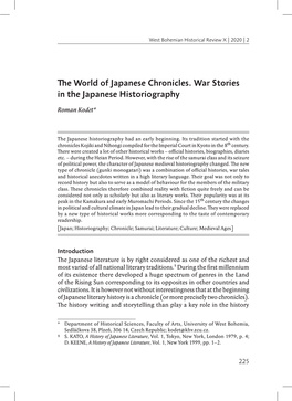 The World of Japanese Chronicles. War Stories in the Japanese Historiography