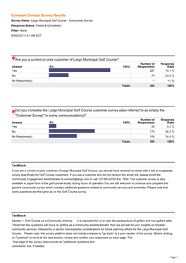 Largo Municipal Golf Course - Community Survey Response Status: Partial & Completed Filter: None 6/9/2020 11:41 AM EDT