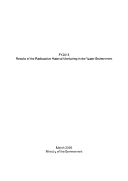 FY2018 Results of the Radioactive Material Monitoring in the Water Environment