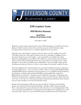 JCBL Legislative Update 2020 Election Summary