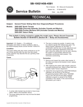 TECHNICAL Service Bulletin