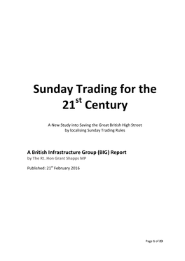 Sunday Trading for the 21 Century