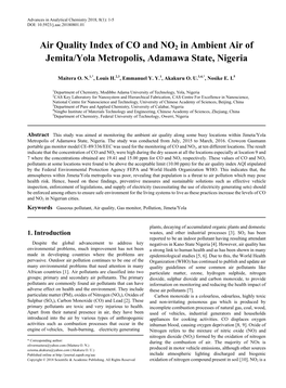 Gaseous Pollutant, Air Quality, Gas Monitor, Pollution, Jimeta/Yola