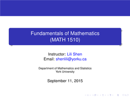 Fundamentals of Mathematics (MATH 1510)