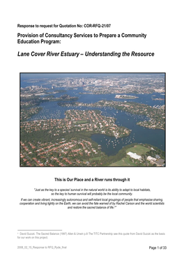 Lane Cover River Estuary – Understanding the Resource