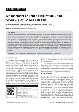 Management of Epulis Fissuratum Using Cryosurgery - a Case Report