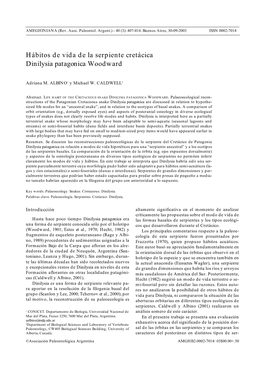 Hábitos De Vida De La Serpiente Cretácica Dinilysia Patagonicawoodward