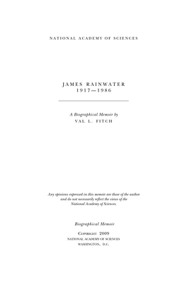 James Rainwater 1 9 1 7 — 1 9 8 6