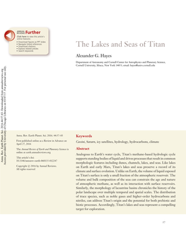 The Lakes and Seas of Titan • Explore Related Articles • Search Keywords Alexander G