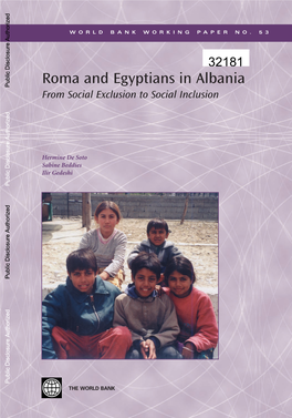 Roma and Egyptians in Albania Public Disclosure Authorized from Social Exclusion to Social Inclusion