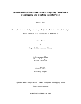 Conservation Agriculture in Senegal: Comparing the Effects of Intercropping and Mulching on Millet Yields