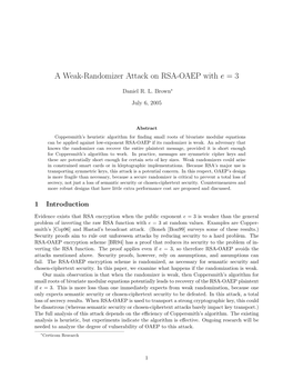 A Weak-Randomizer Attack on RSA-OAEP with E = 3