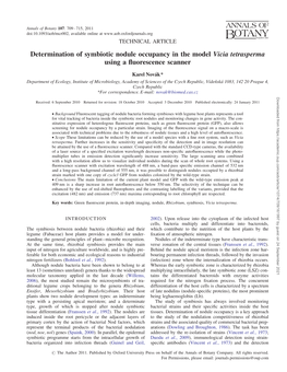 Determination of Symbiotic Nodule Occupancy in the Model Vicia Tetrasperma Using a ﬂuorescence Scanner