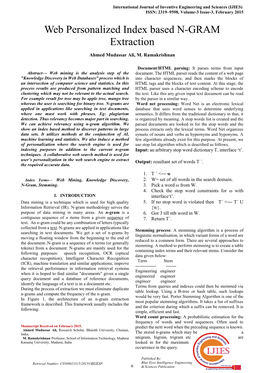 Web Personalized Index Based N-GRAM Extraction