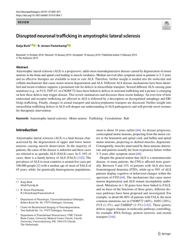 Disrupted Neuronal Trafficking in Amyotrophic Lateral Sclerosis