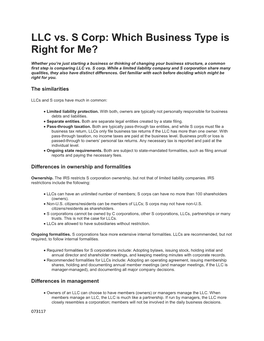 LLC Vs. S Corp: Which Business Type Is Right for Me?