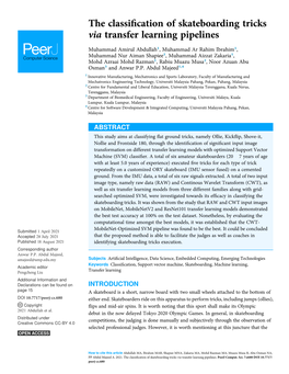 The Classification of Skateboarding Tricks Via Transfer Learning Pipelines