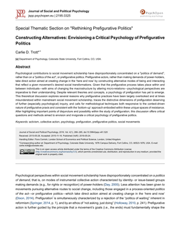 Envisioning a Critical Psychology of Prefigurative Politics