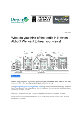 What Do You Think of the Traffic in Newton Abbot? We Want to Hear