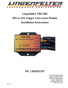 Lingenfelter TRG-002 58X to 24X Trigger Conversion Module Installation Instructions