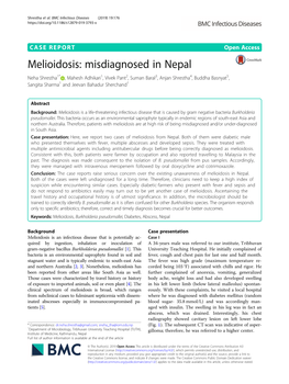 Melioidosis: Misdiagnosed in Nepal