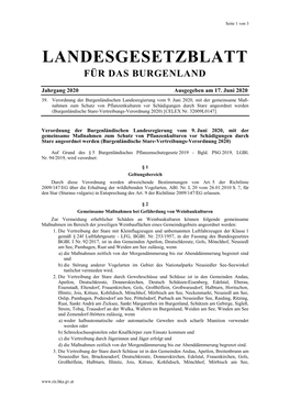 Burgenländische Stare-Vertreibungs-Verordnung 2020) [CELEX Nr