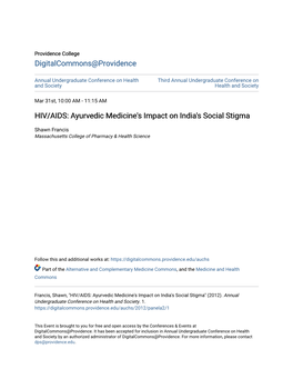 HIV/AIDS: Ayurvedic Medicine's Impact on India's Social Stigma