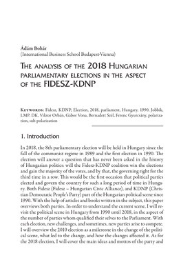 The Analysis of the 2018 Hungarian Parliamentary Elections in the Aspect of the FIDESZ-KDNP