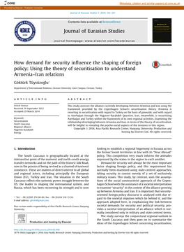 Using the Theory of Securitisation to Understand Armenia-Iran R