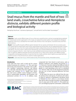 Snail Mucus from the Mantle and Foot of Two Land